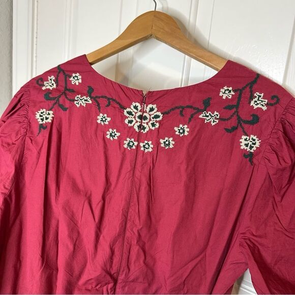 BNWT Ivy City Co Maroon Floral Heidi Dress Tie Waist Cotton Dress XL Cottagecore - Picture 6 of 14